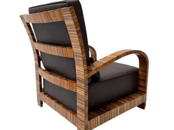 Two Art Deco Lounge Chairs with Leather Cushions France, 1930s